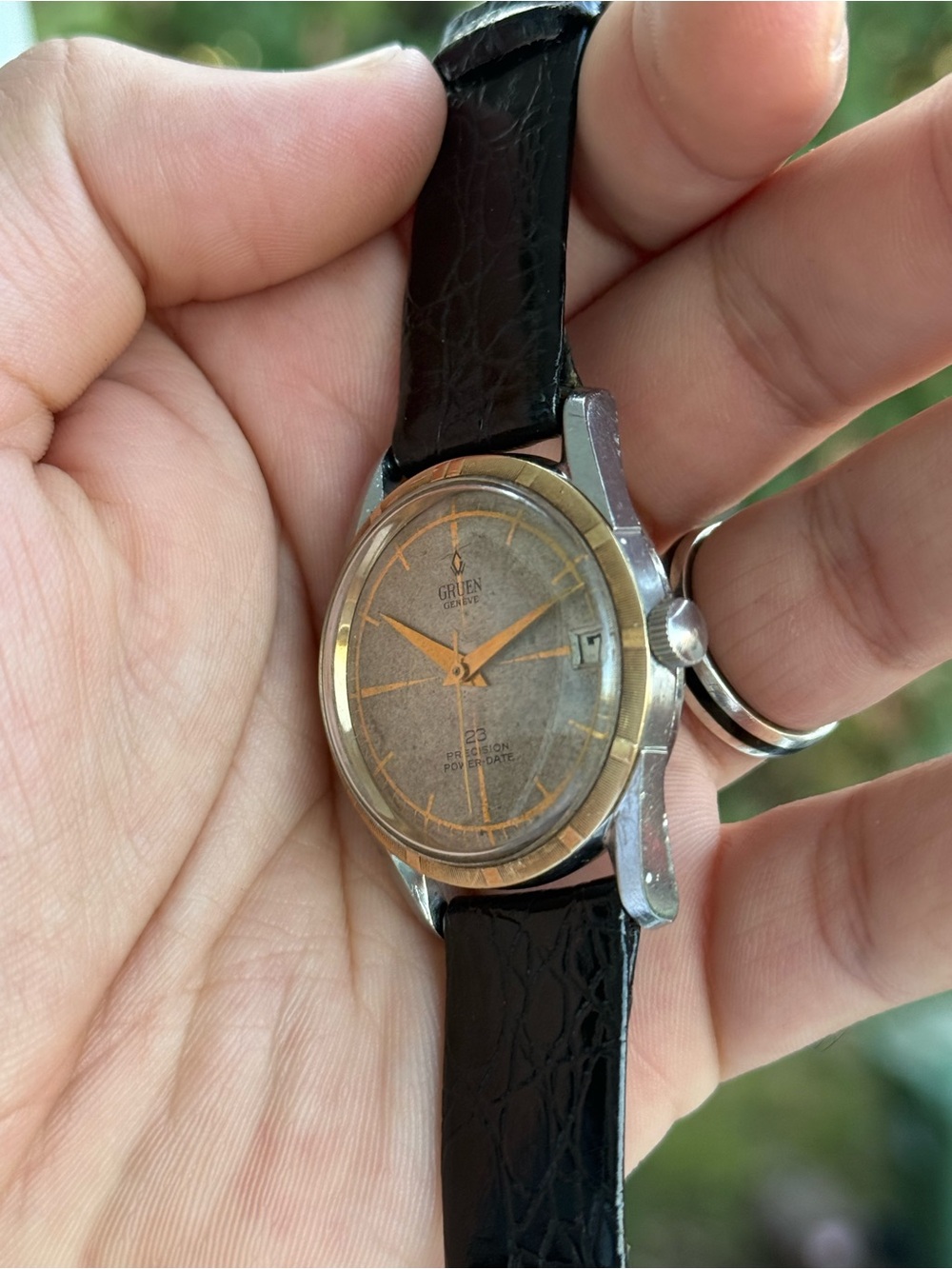 Vintage 1950’s 14k gold & Steel Gruen Genève Presicion Power 34mm - Picture 14 of 16